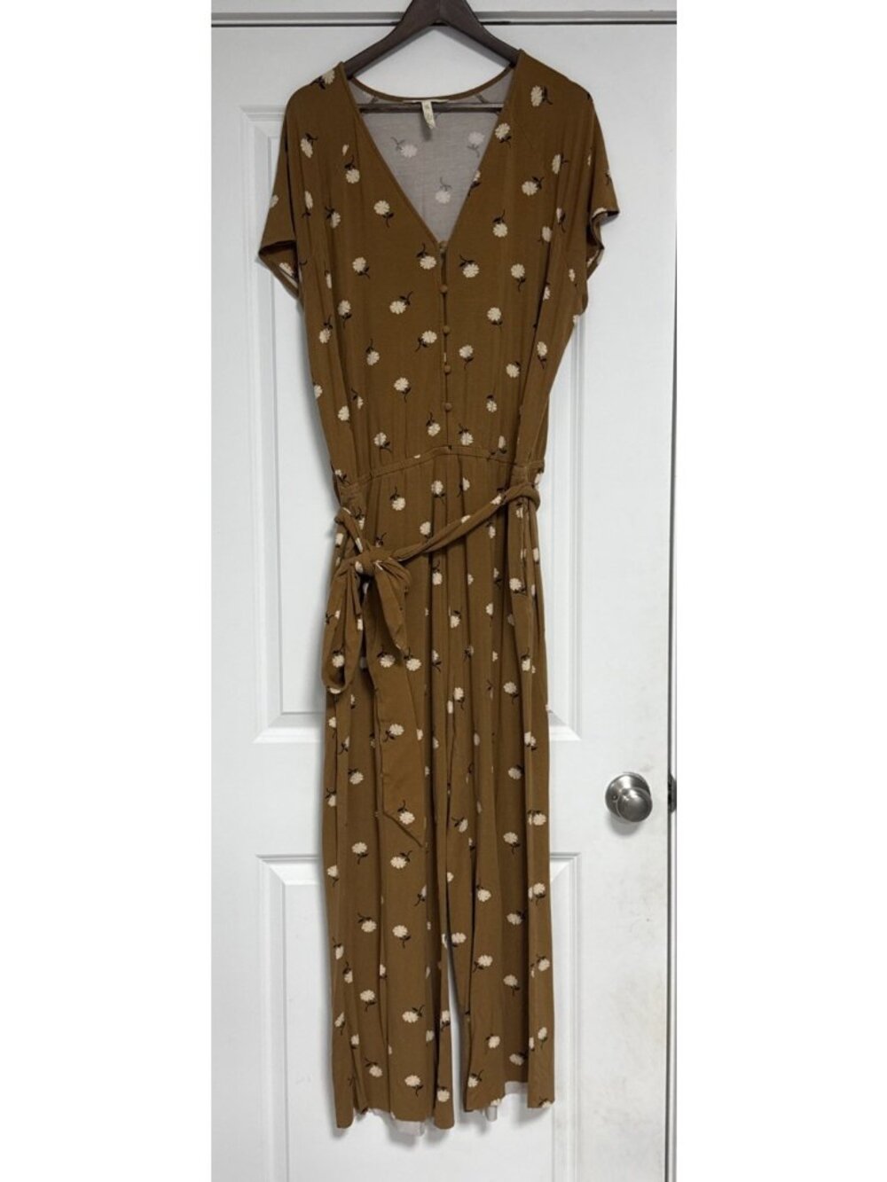 Matilda Jane Knit Jumpsuit Brown Golden Yellow Floral Boho Print Women’s XXL